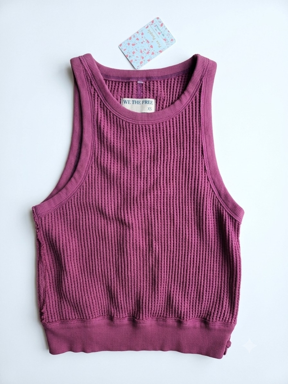 NWT| We The Free Free People Waffle Knit Cropped Tank Top Berry